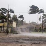 Hurricane Yard Prep Checklist: What to Do Before the Storm Flooded Las Olas Boulevard with palm trees blowing violently in high winds during Hurricane Irma in Florida
