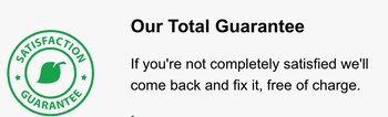 Screenshot of Lawn Love's service guarantee