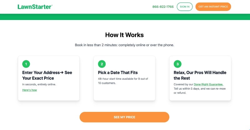 LawnStarter - how it works page