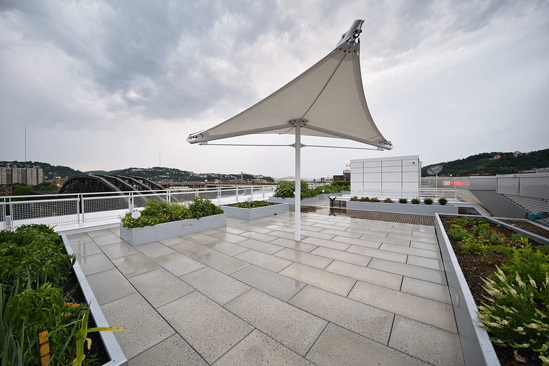 A rooftop urban garden in Pittsburgh, Pennsylvania